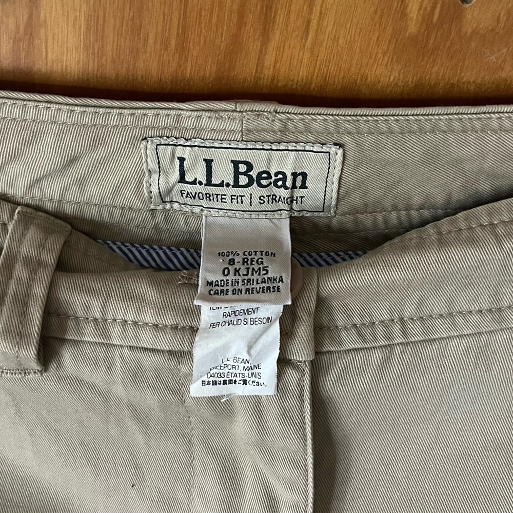 LL BEAN-Classic Vintage Cotton Khaki   Tan Pencil Skirt Pockets Knee Length Sz 8 - Picture 3 of 3
